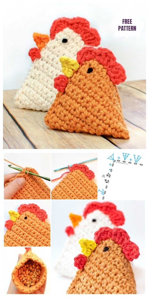 DIY Easter Chicken Bean Bag Free Crochet Pattern