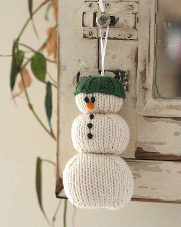 DIY Knit Snowman Ornament Free Pattern - Hanging Parson Brown Snowman Free Knitting Pattern