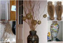 DIY Retro Floor Vase from Recycled Cardboard floor vase
