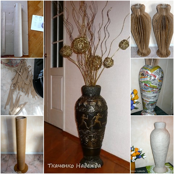 Diy Retro Floor Vase From Recycled Cardboard