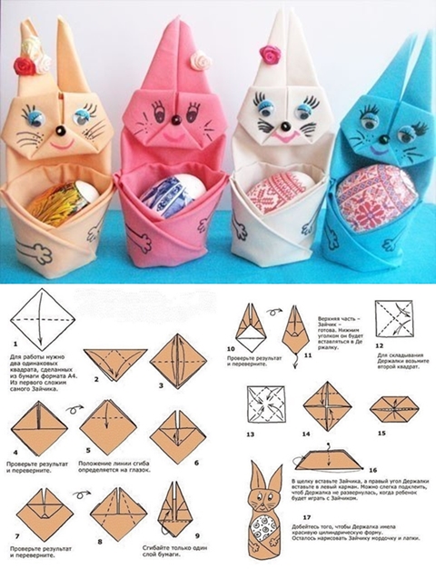 Napkin folded Bunny with Easter Egg tutorial