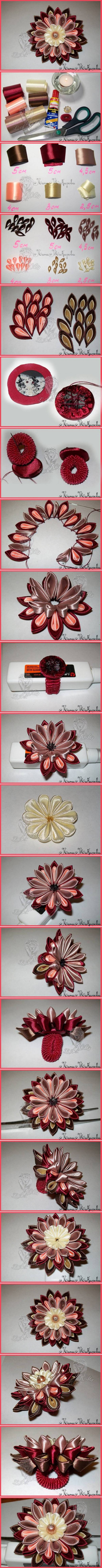 kanzashi ribbon flower tutorial