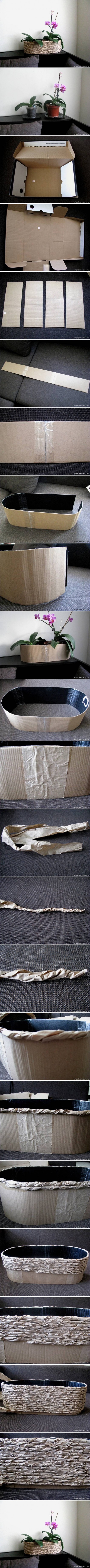 packing paper and cardboard planter