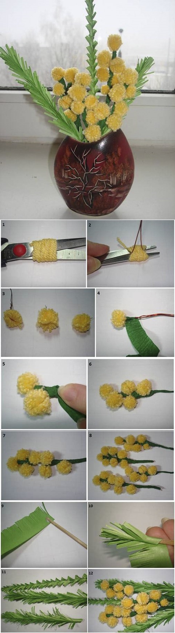 pom pom flower tutorial