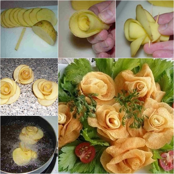 DIY fried potato rose appetizer tutorial