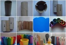 DIY Rainbow Desk Organizer from Toilet Paper Roll DIY Recycled paper roll rainbow desk organizer tutorial