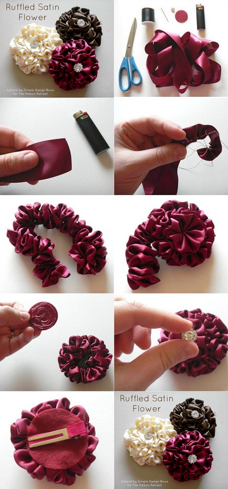 DIY Easy Classy Ruffled Satin Flower