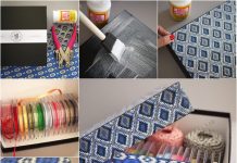 DIY Ribbon Organzier and Dispenser from Old Box ribbon organizer and dispenser f