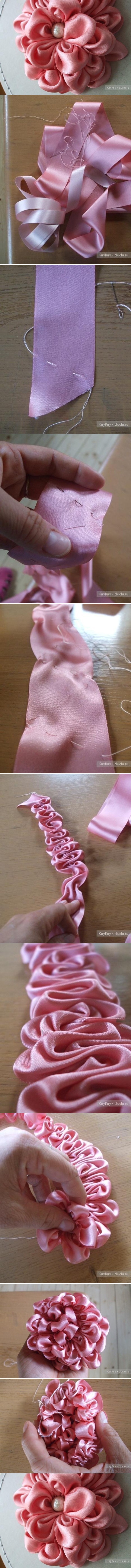 ruffled ribbon flower tutorial