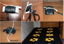 DIY Pom Pom Rug from Trash Bags trash bag rug f