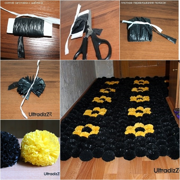 forklare Hør efter farligt DIY Pom Pom Rug from Trash Bags