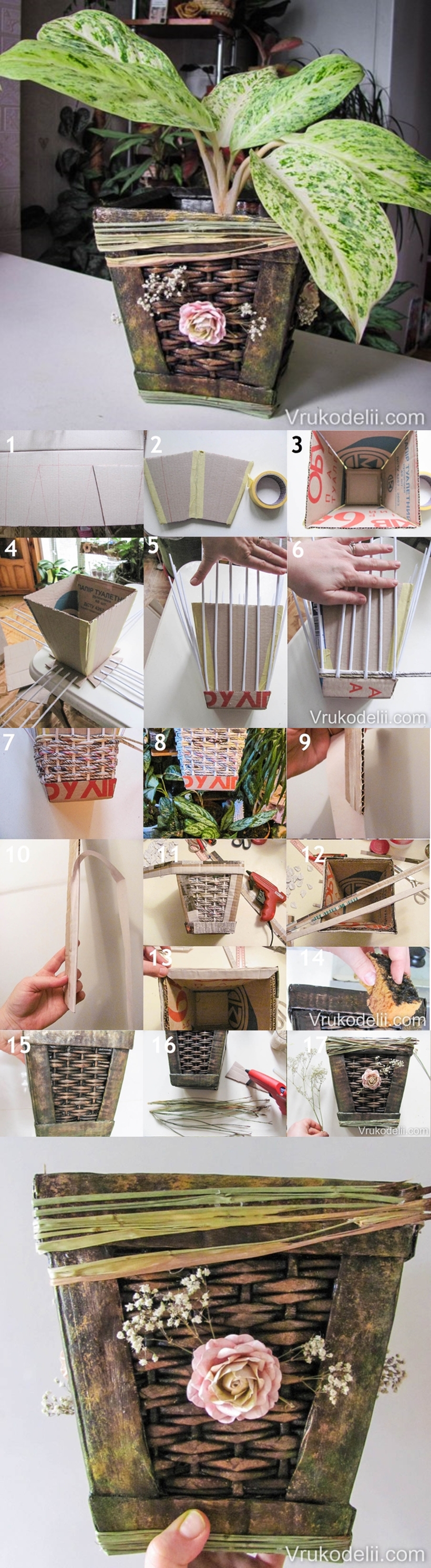 vintage paper planter tutorial