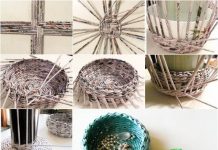 DIY Covered Woven Basket from Newspaper weaved basket f