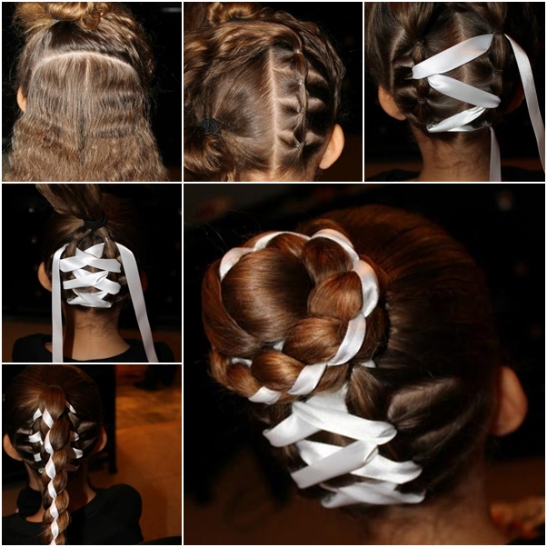 How to Make Cute Braided Hair Bun with Ribbon