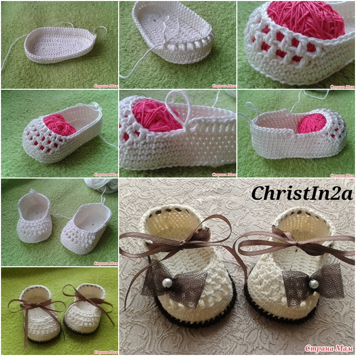 Crochet Baby Bootie with Ribbon Tie Free Pattern