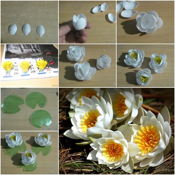 DIY lily from plastic spoons and bottles