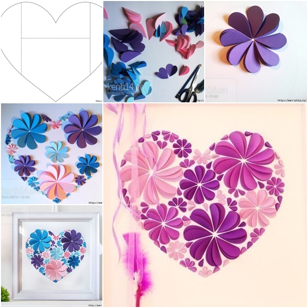 How to Make Easy Paper Heart Flower Wall Art DIY Tutorial