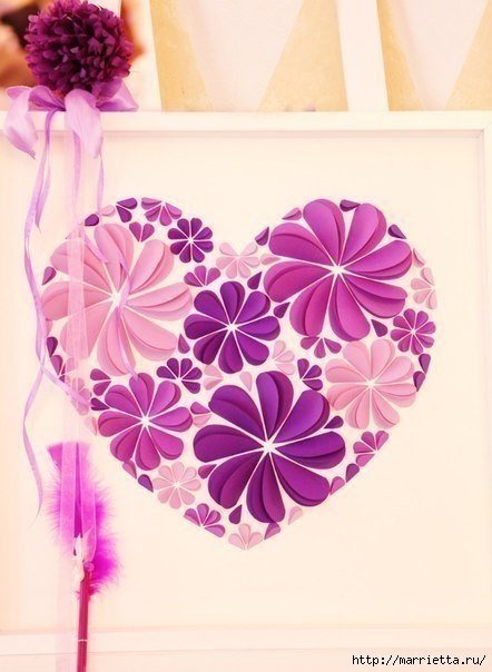 How to Make Easy Paper Heart Flower Wall Art DIY Tutorial