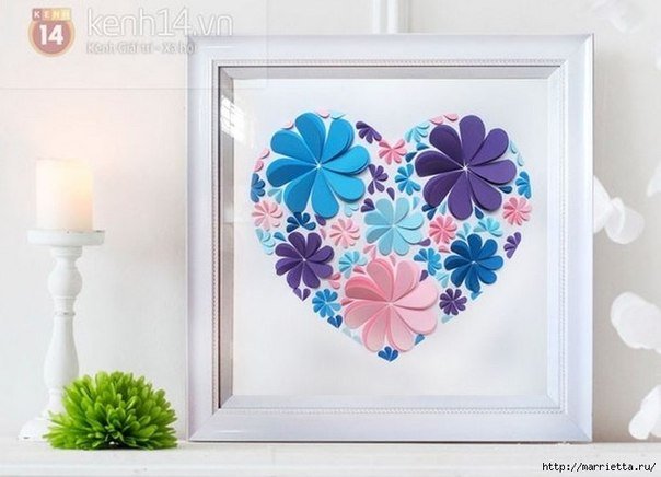 How to Make Easy Paper Heart Flower Wall Art DIY Tutorial