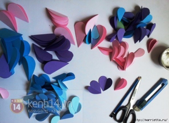 How to Make Easy Paper Heart Flower Wall Art DIY Tutorial