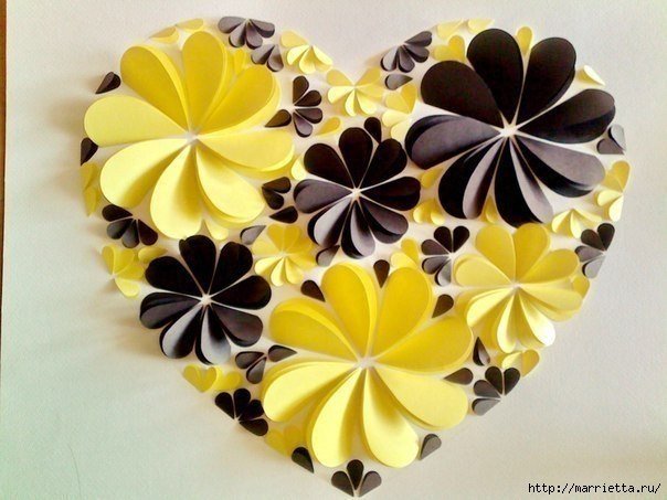 How to Make Easy Paper Heart Flower Wall Art DIY Tutorial