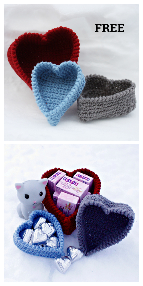 Heart Shaped Basket Free Crochet Patterns