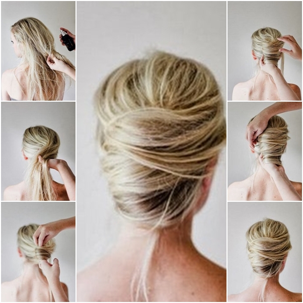 DoubleFrench Messy Bun Updo  Cute Girls Hairstyles