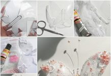 How to Make Beautiful Bead and Lace Butterfly with Plastic Bottles beaded Lacey butterfly from plastic bottles