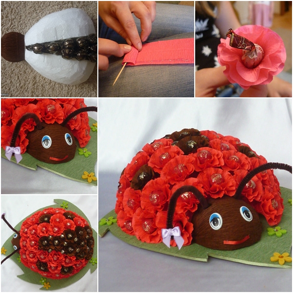 DIY Chocolate Ladybug Flower Bouquet tutorial