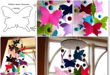 How to DIY Colorful Felt Butterfly Mobile colorful felt butterfly mobile