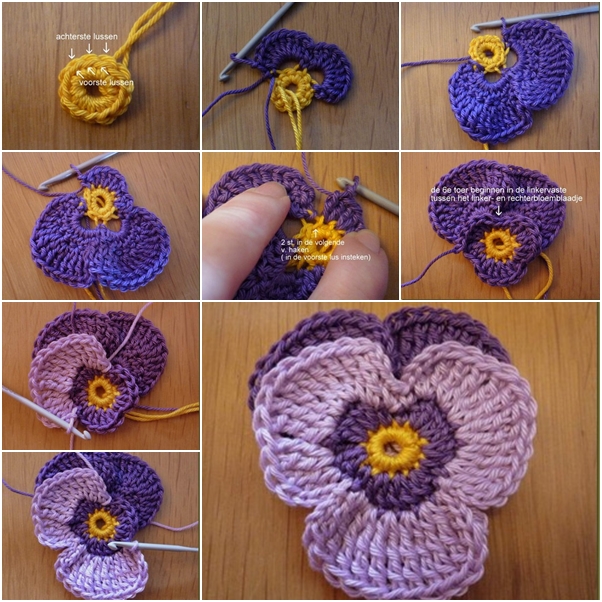 DIY Crochet Violet Flower Free Crochet Pattern