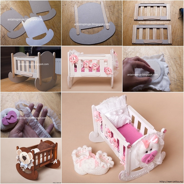 doll crib from cardbard and popsicle stick