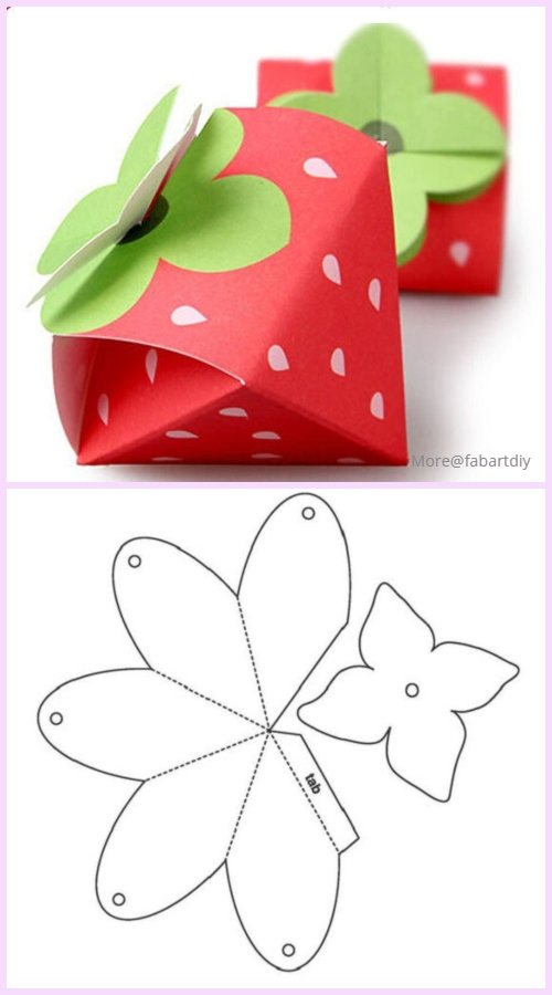 DIY Beautiful Candy Gift Box Free Template Download - strawberry candy box