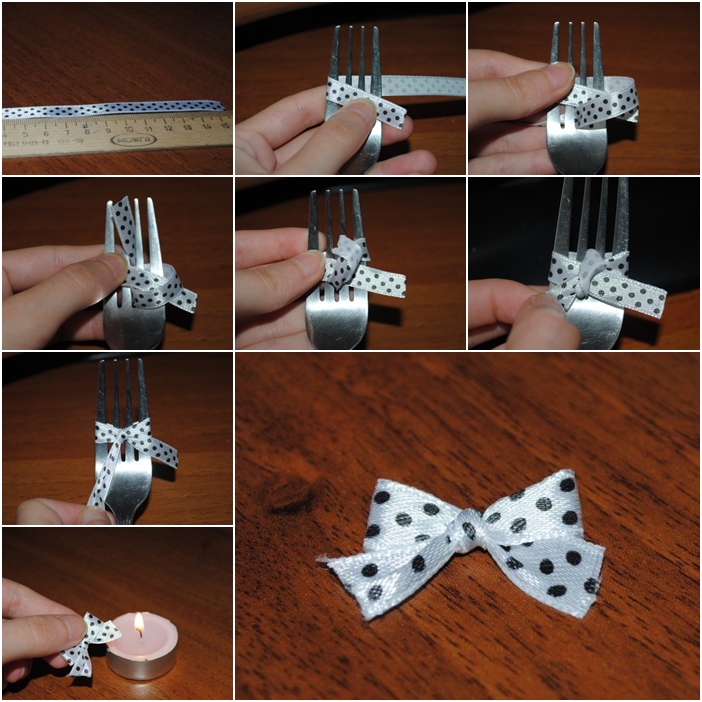 Make Easy Ribbon Bow with Fork