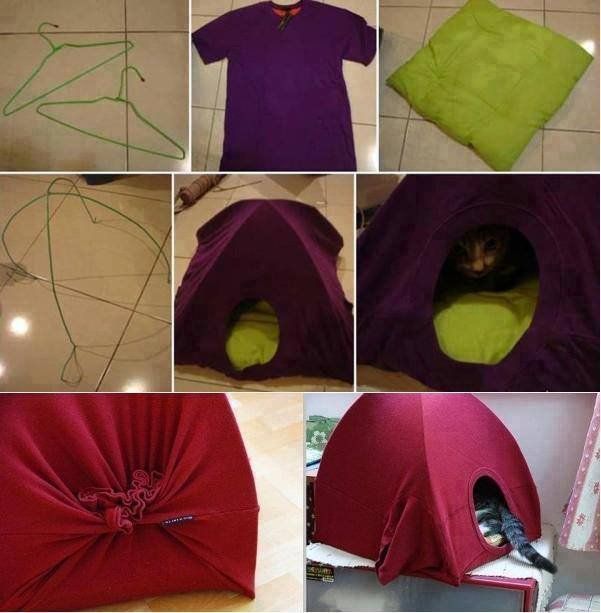 DIY No Sew Cat Tent from T-shirt in 3 steps