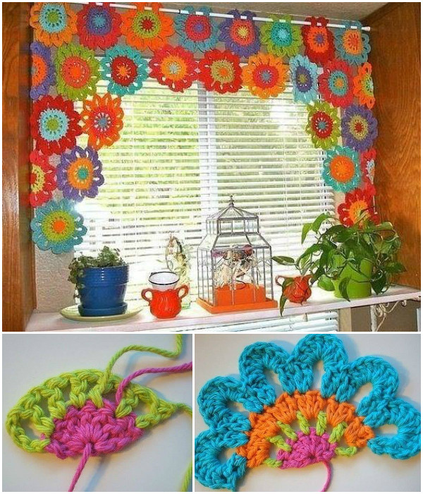 DIY Crochet Flower Power Valance Free Crochet Pattern - Video