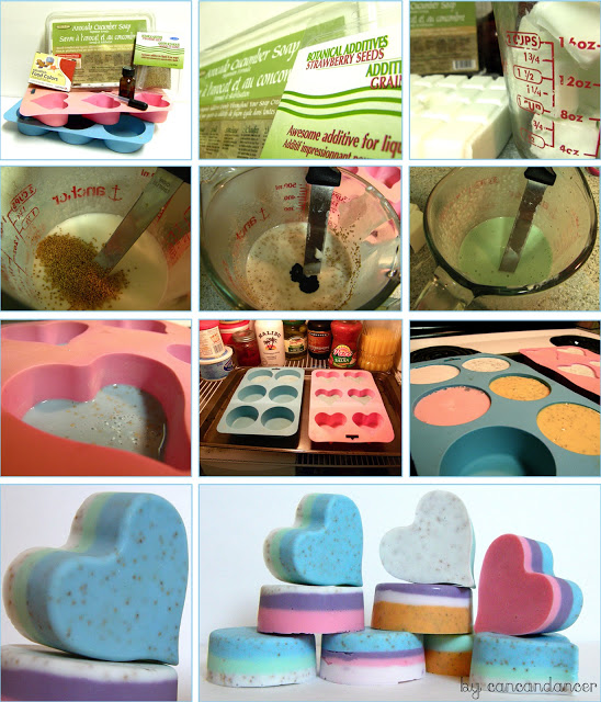 DIY heart shaped layered soap