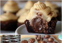 How to DIY Heavenly Ferrero Rocher Brownie Bites with Caramel Cream Cheese Ferrero Rocher Brownie Bites Topped with Caramel Cream Cheese
