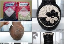How to Make Black and White Floral Vase from Beans Floral bean decorated Vase