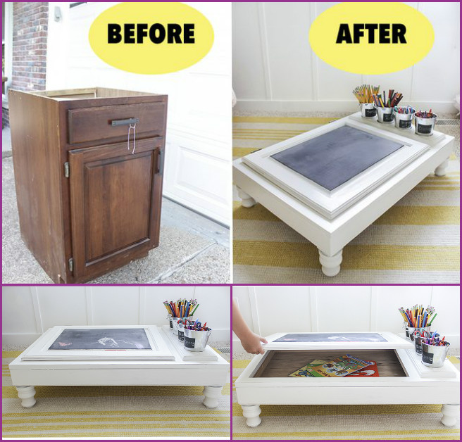 Repurposed Cabinet Door Chalkboard Desk Tutorial 