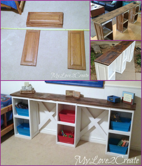 Repurposed Cabinet Door Desk kids Tutorial 