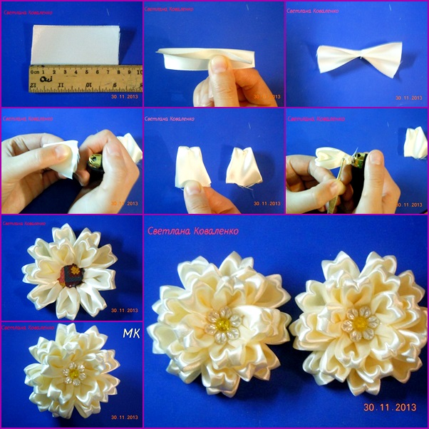 Diy ribbon roses, how to make satin ribbon roses,kanzashi roses tutorial 