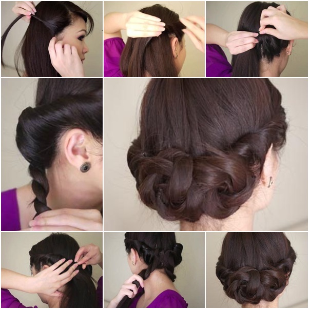 DIY Simple Twisted Hair Updo Hairstyle for Mid-long Hair