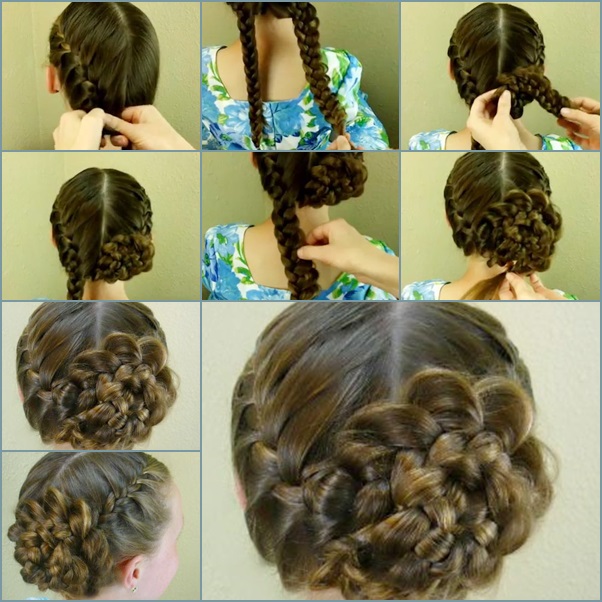 DIY Updo Lace Braid Rose Hairstyle