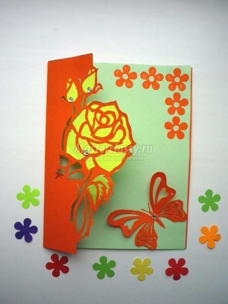 Free Carved Greeting Card Pattern - Rose and Butterfly1.jpg