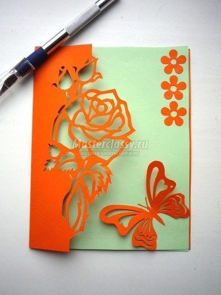 Free Carved Greeting Card Pattern - Rose and Butterfly5.jpg