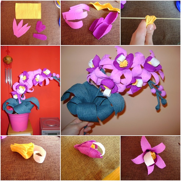 how to make crepe paper orchid flower bouquet fab art diy tutorials how to make orchid paper flower