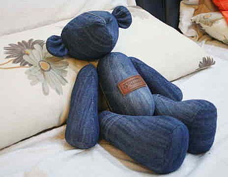 DIY Cute Jean Teddy Bear Free Sew Pattern & Template