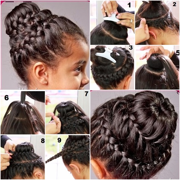 How to Double Crown Braid with Donut Bun - DIY Tutorials