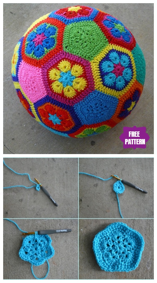 DIY Crochet African Flower Soccer Ball Free Crochet Pattern